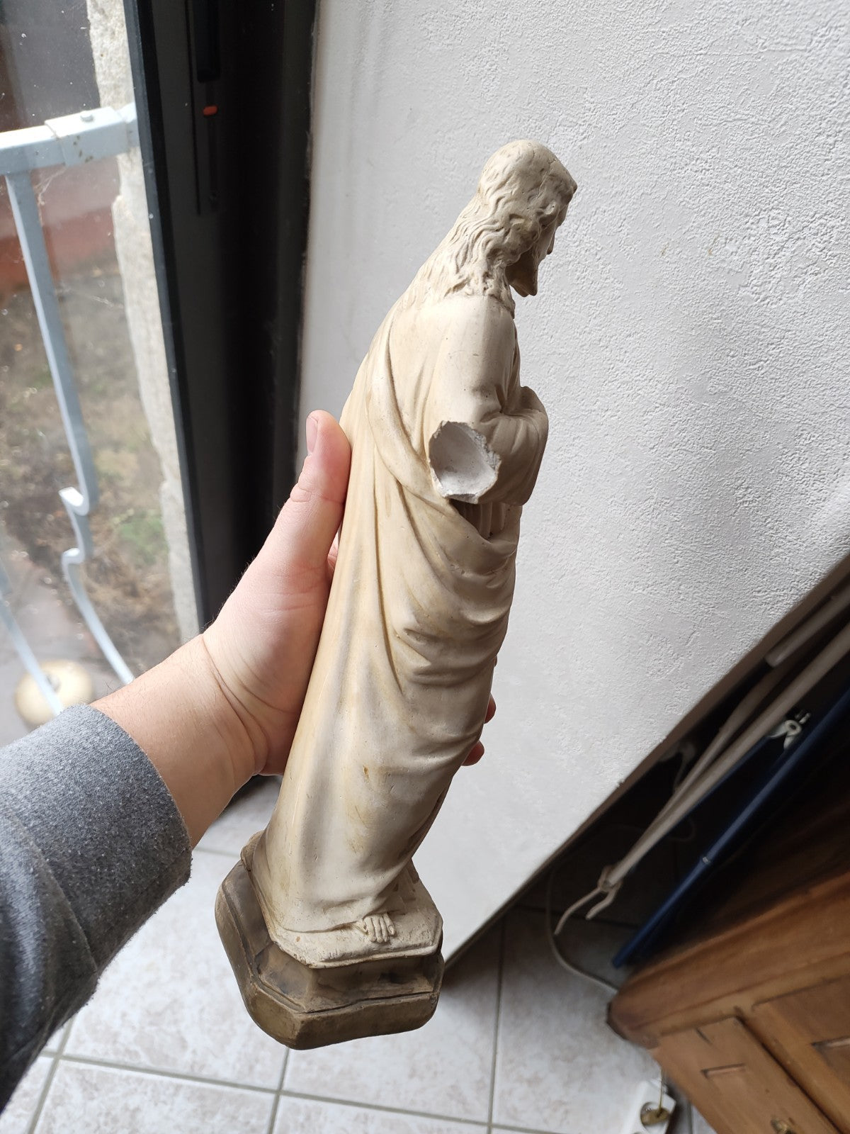 Christ Sacred Heart Statue, Plaster, Devotional Object, Religion, Catholic