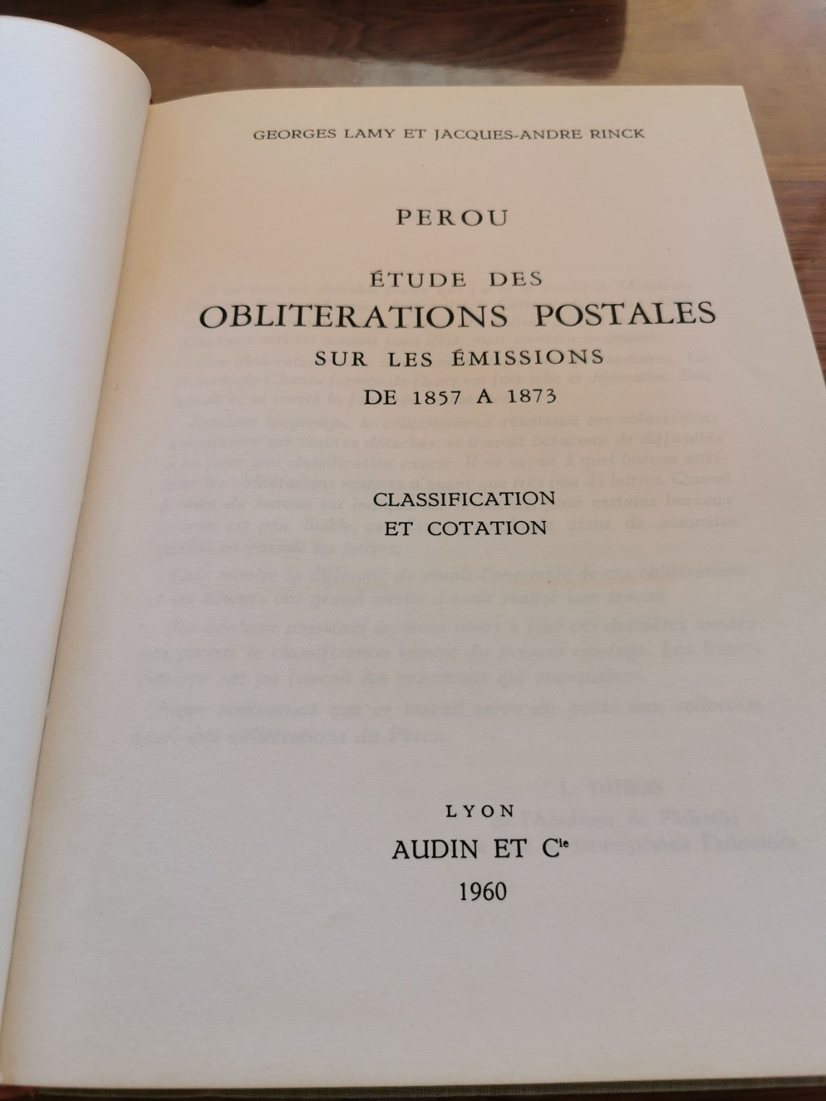 Book: Peru Postal Cancellations / Georges Lamy and Jacques-André RINCK, 1960