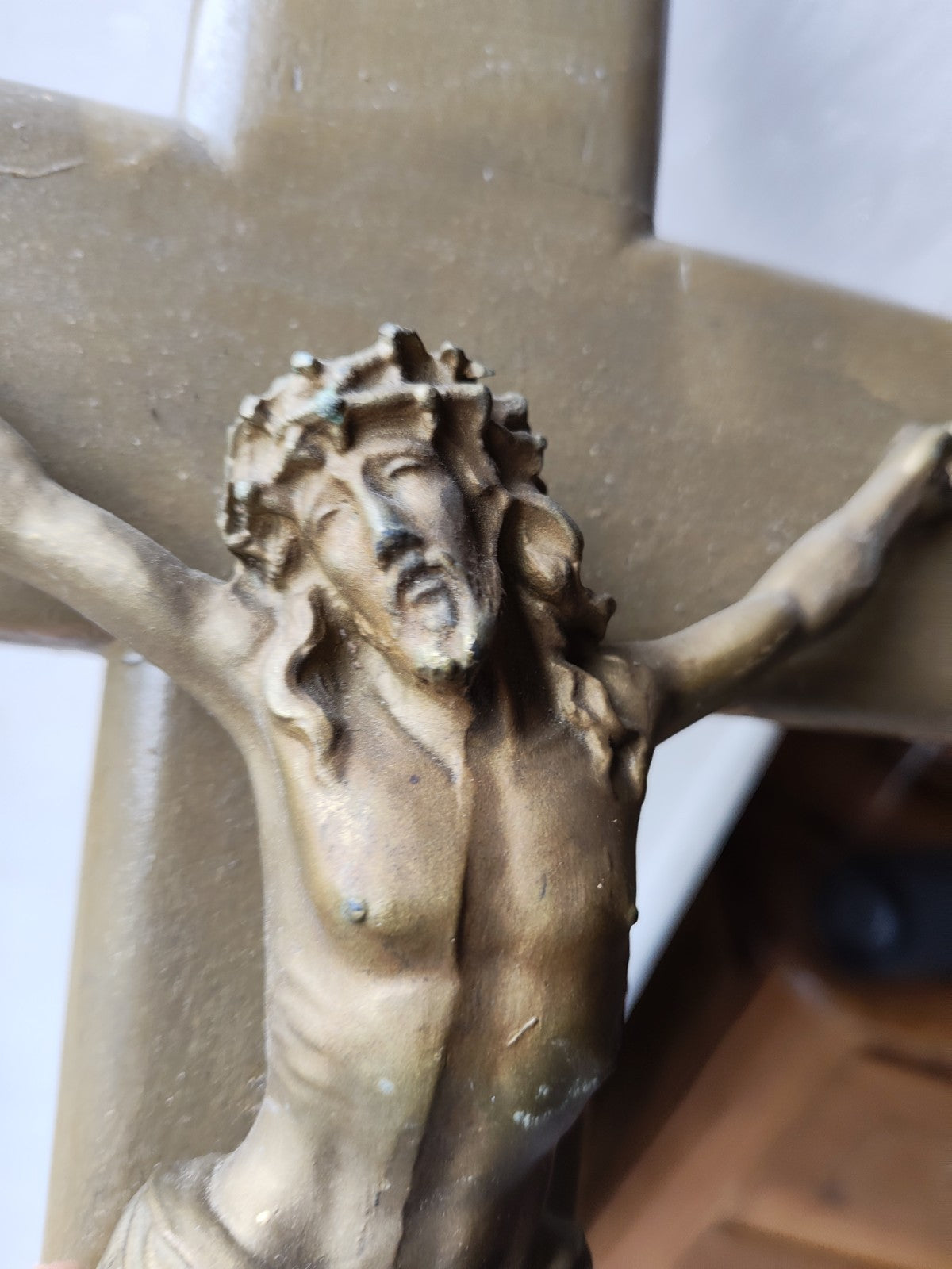 Imposing Antique French Wall Crucifix, Early 20th Century