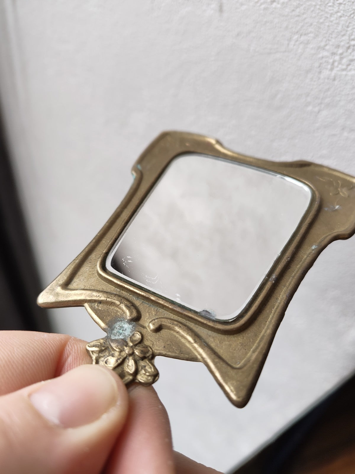 Superb Art Nouveau Brass Mirror, France, 1900
