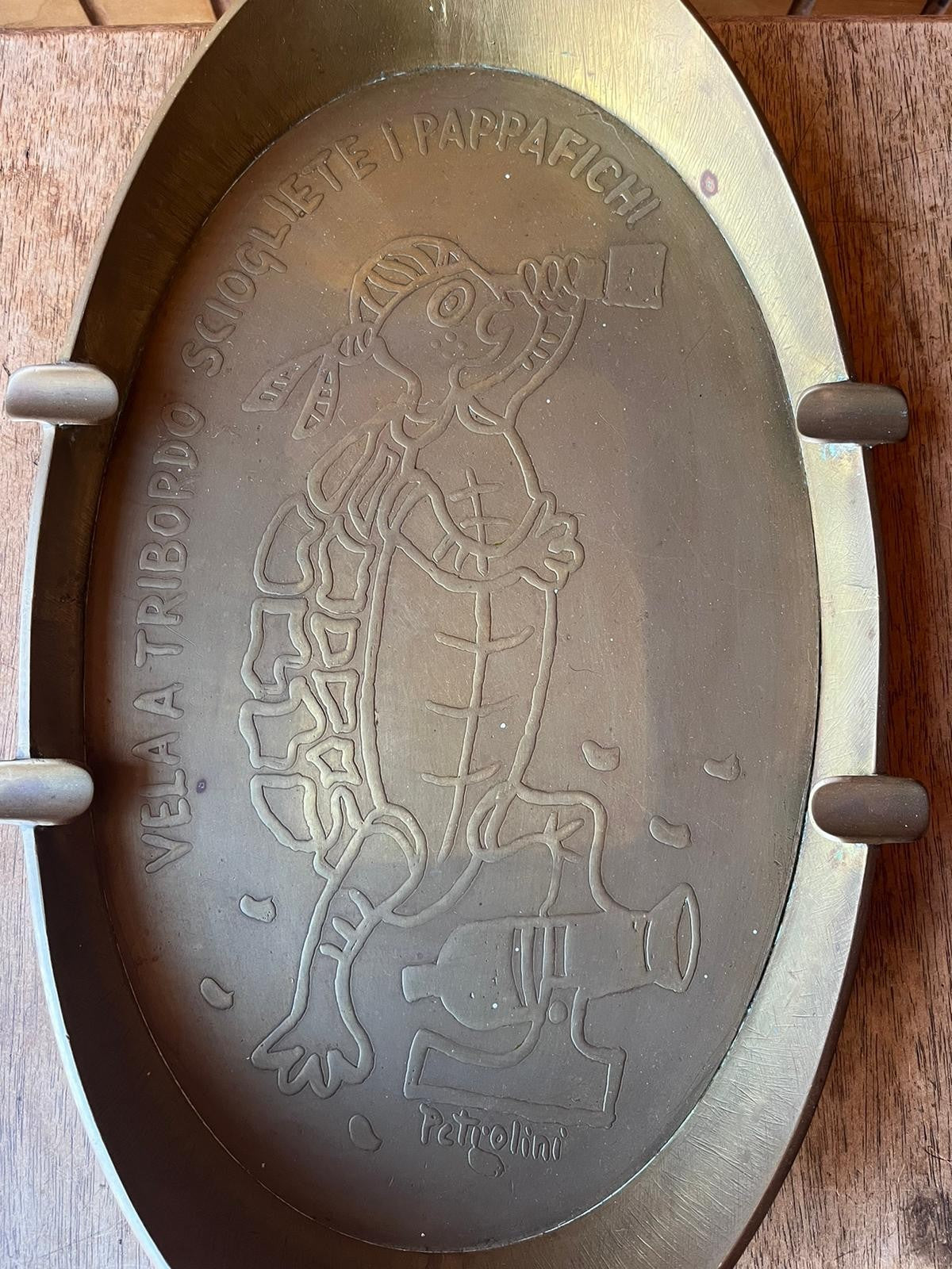 Superb Bronze Table Ashtray, Petrolini, Pirate Turtle. Very Heavy.