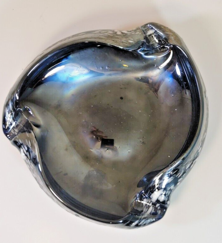 Magnificent Black Blown Glass Ashtray in the Style of Murano