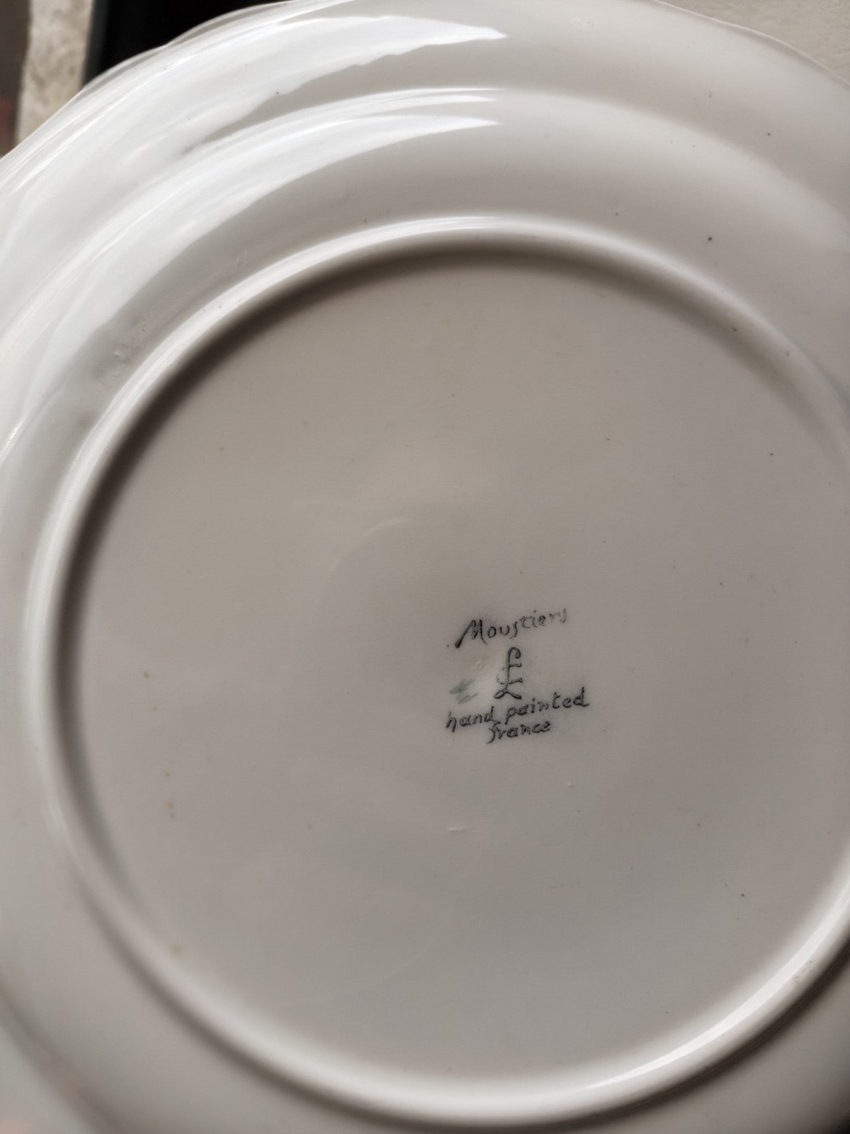 Set of Two Large MOUSTIERS LOMCHMAP Plates, FRANCE, Hand-Painted