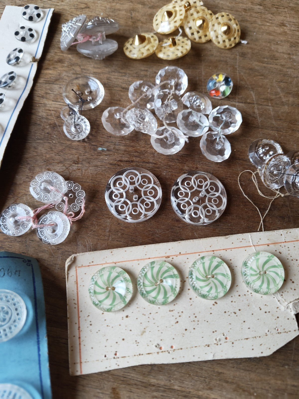 Lot of French Haberdashery Transparent Buttons with Decorations