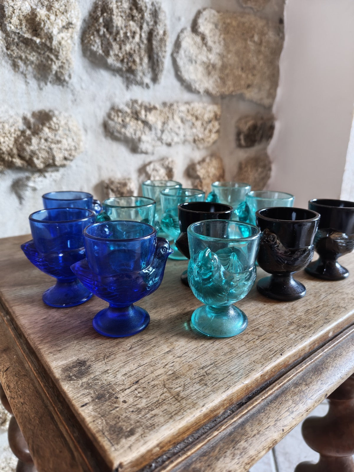 Lot of Vintage French Egg Cups, Hen Shape