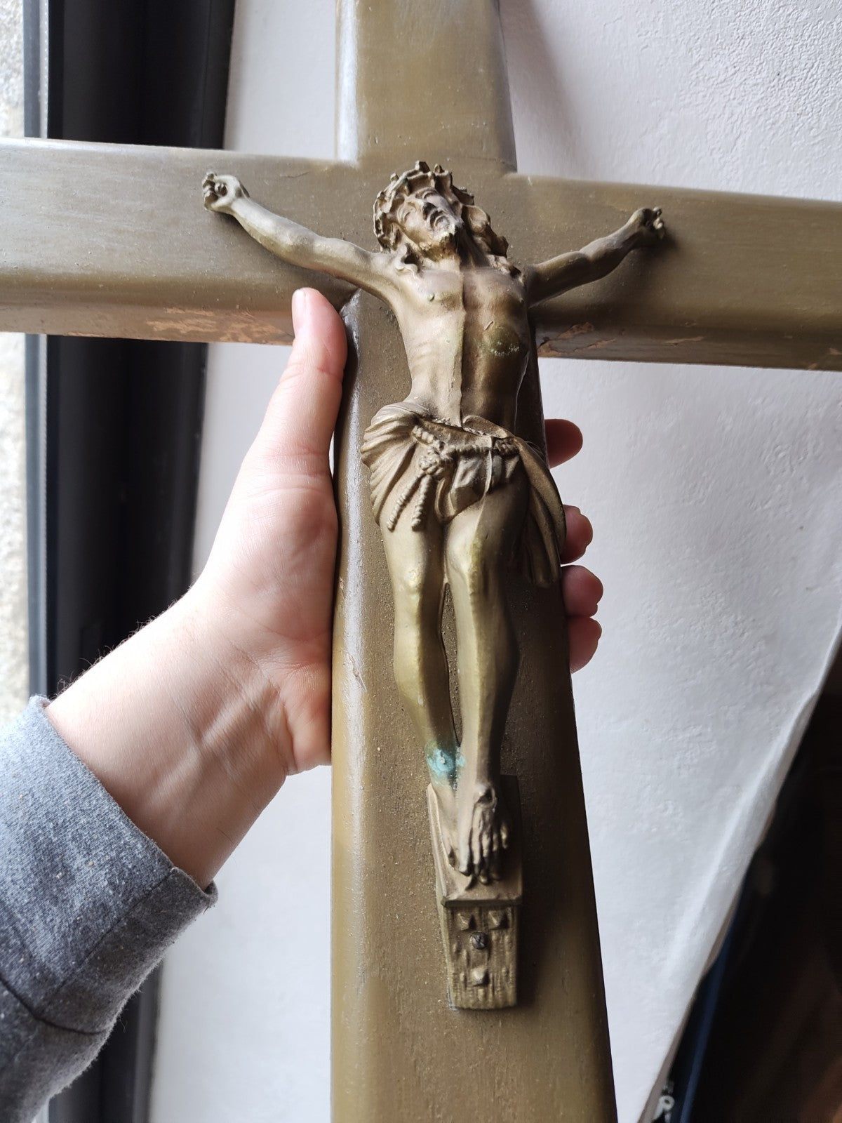 Imposing Antique French Wall Crucifix, Early 20th Century