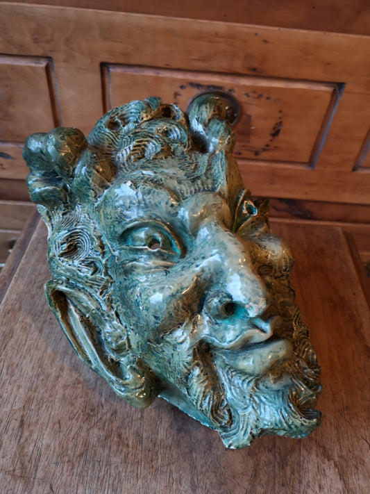 Strange Sculpture, Demon, Centaur, Mystic, Satyr Mask in Plaster