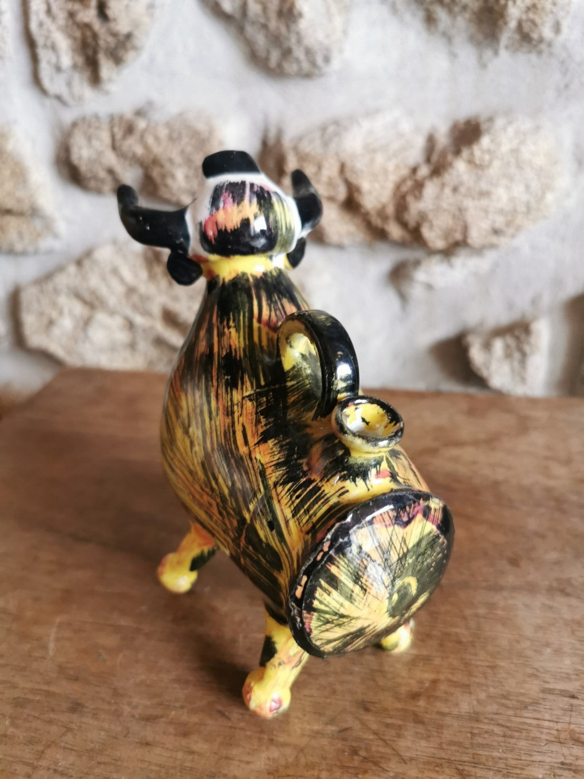 Charming Zoomorphic Oil Pitcher Cow/Bull Ceramic from Southern FRANCE...