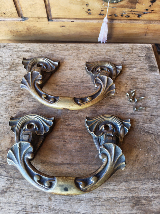 Pair of Art Nouveau Bronze Handles, Gaveau No. 22, France, Piano, Buffet...
