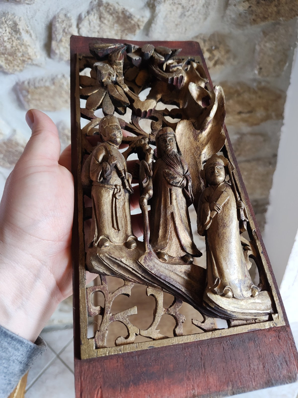 High Relief, Carved Wood, Engraving, China, 19th Century