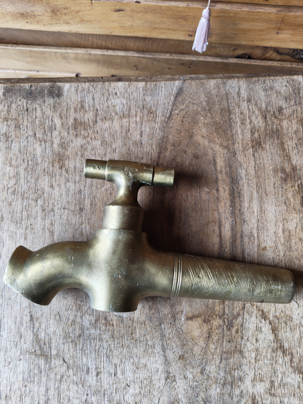 アンティークフランス製真鍮製タンク用蛇口、大型モデル、セガン5