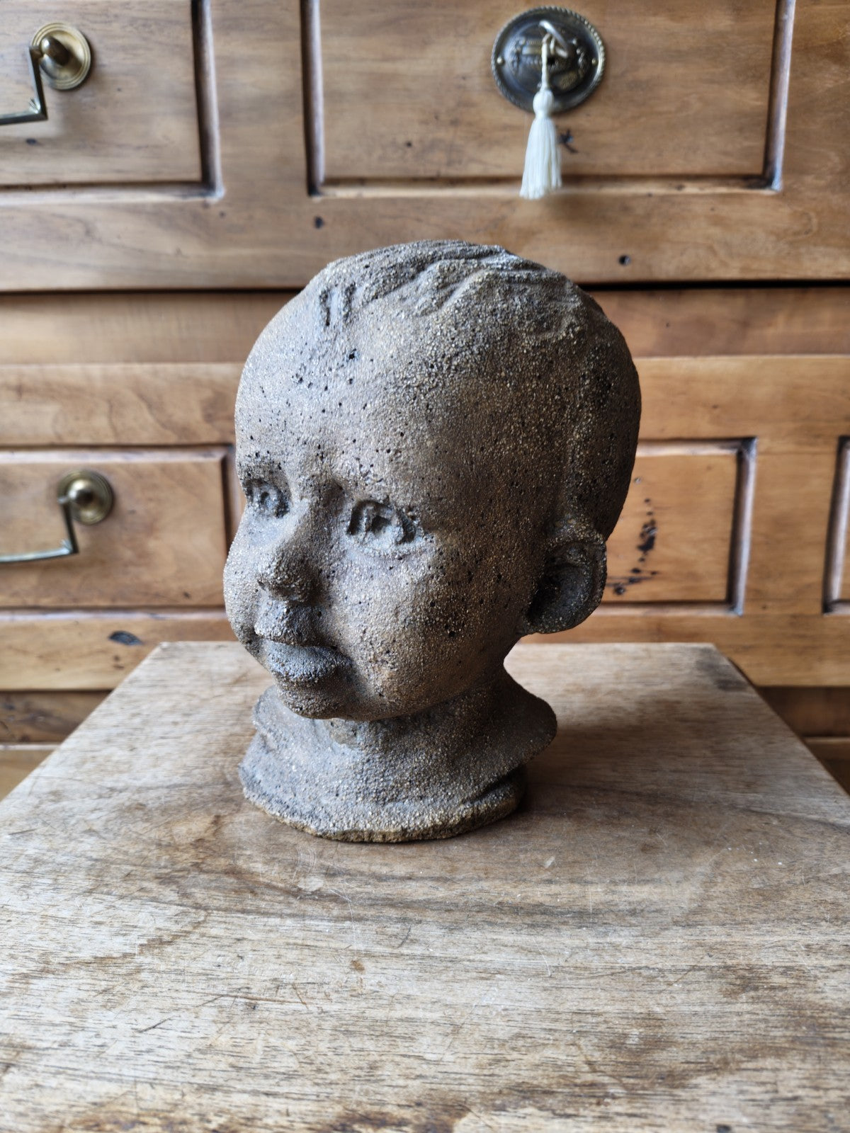 Large Antique Child Head Sculpture