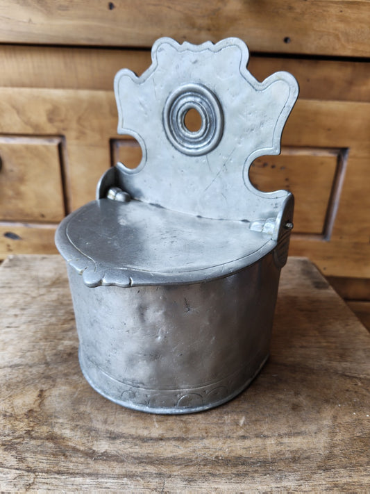 アンティークのフランス製ブリキ製塩入れ、18世紀後半～19世紀初頭