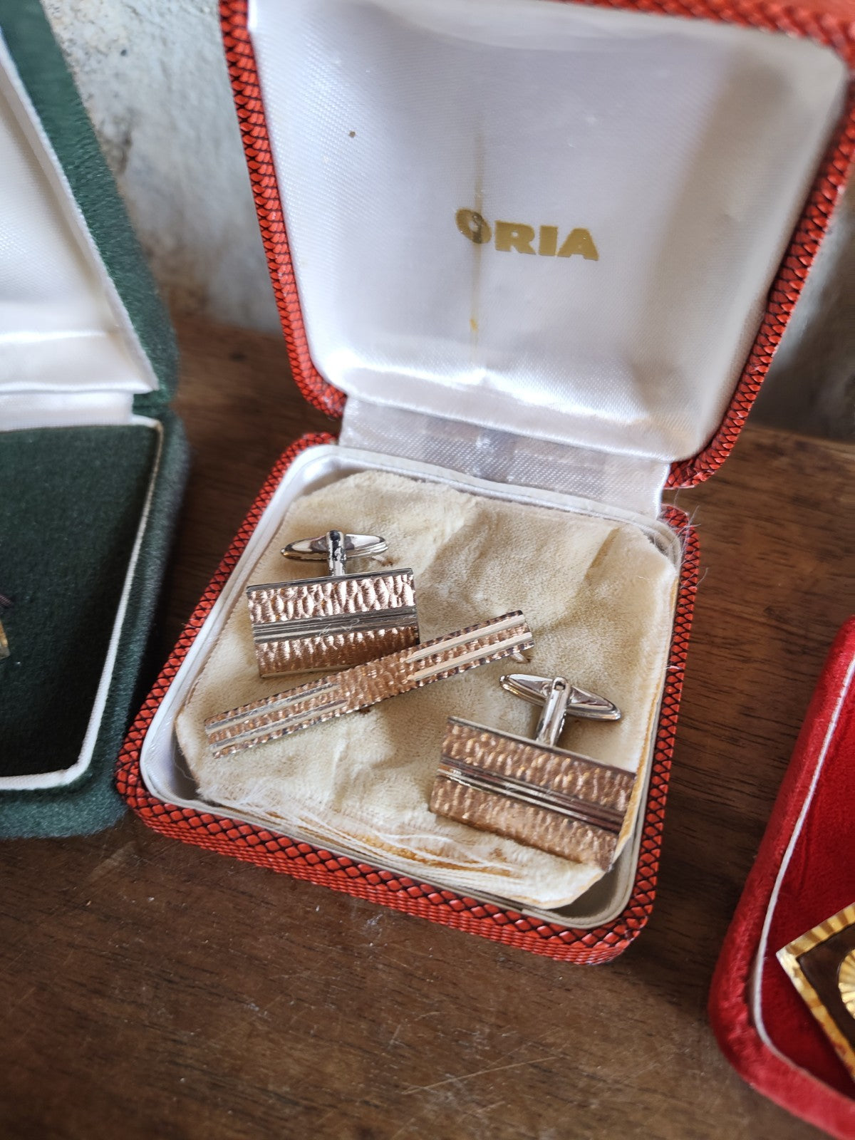 Nine Pairs of Cufflinks, Gold-Plated, French