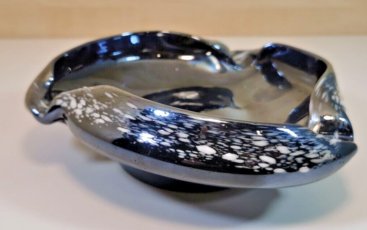 Magnificent Black Blown Glass Ashtray in the Style of Murano