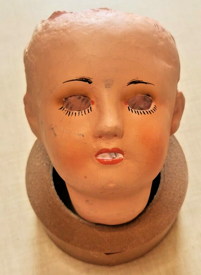 Magnificent Pair of Papier-Mâché Doll Heads, 19th or Early 20th Century