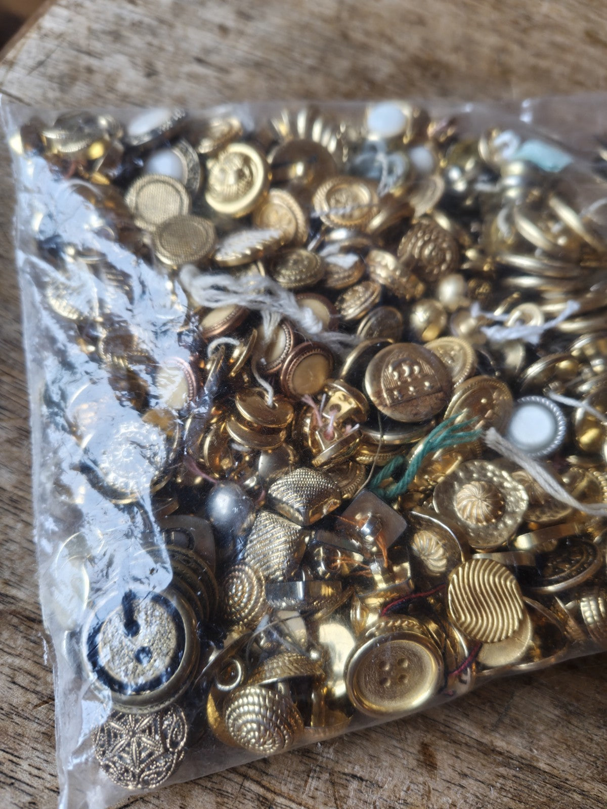 Large Lot of Bulk Vintage Gold Buttons France