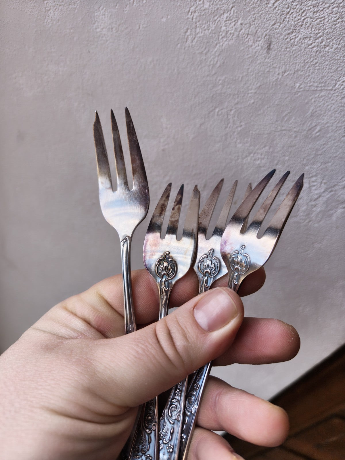 Box of Twelve Silver-Plated Metal Dessert Forks, French Tableware