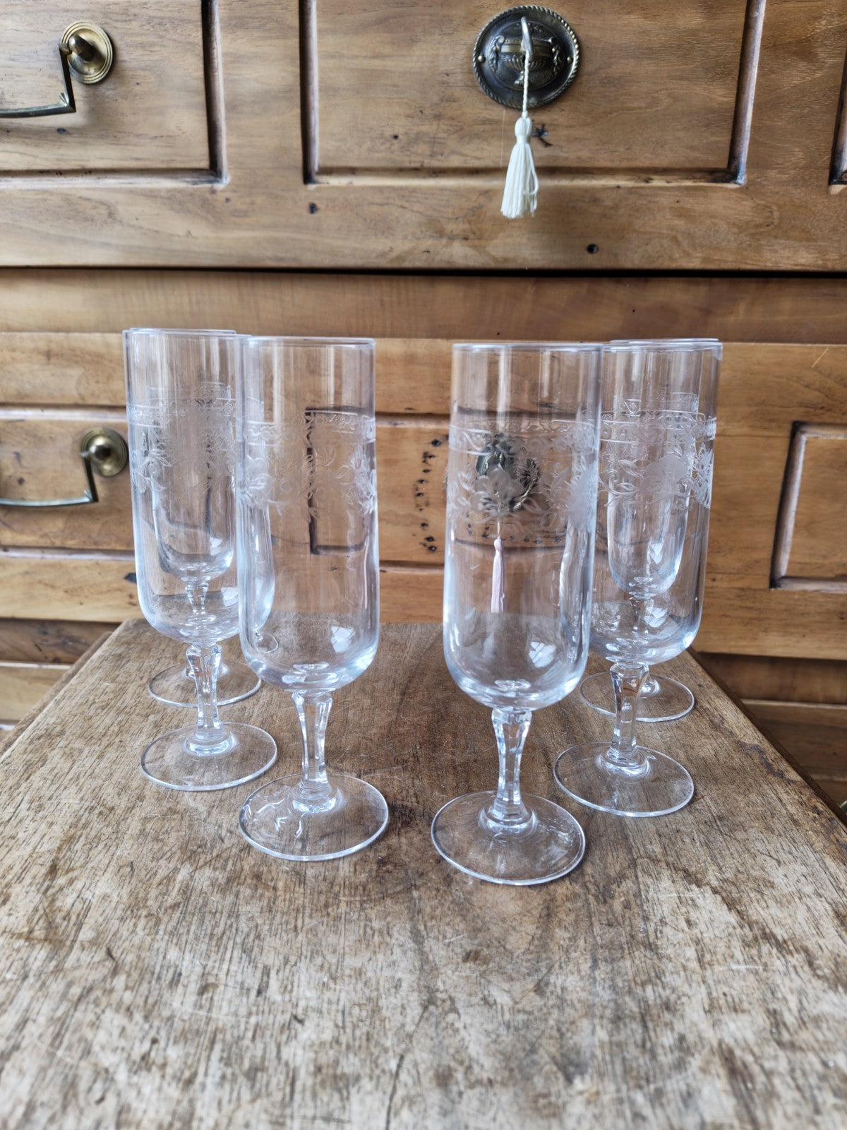 Set of 6 Champagne Flutes Cristal d'Arques Matignon FRANCE
