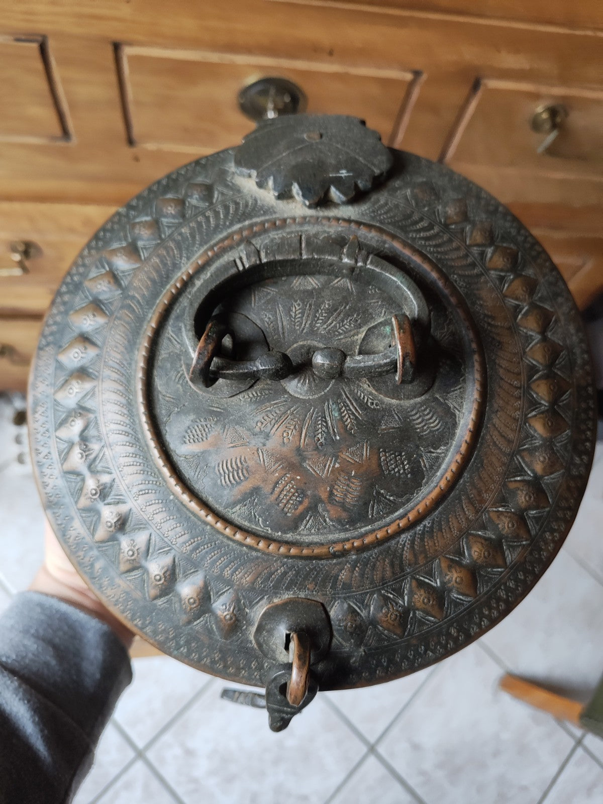 Indian or Persian Large Antique Copper Box