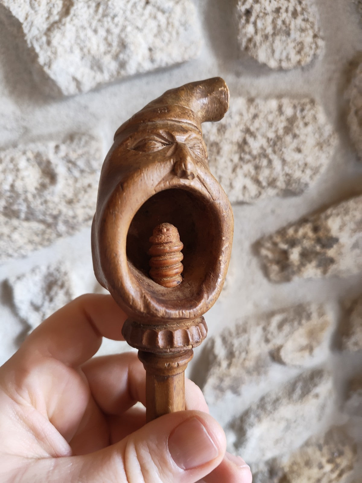 French Folk Art Nutcracker, Funny Character Head