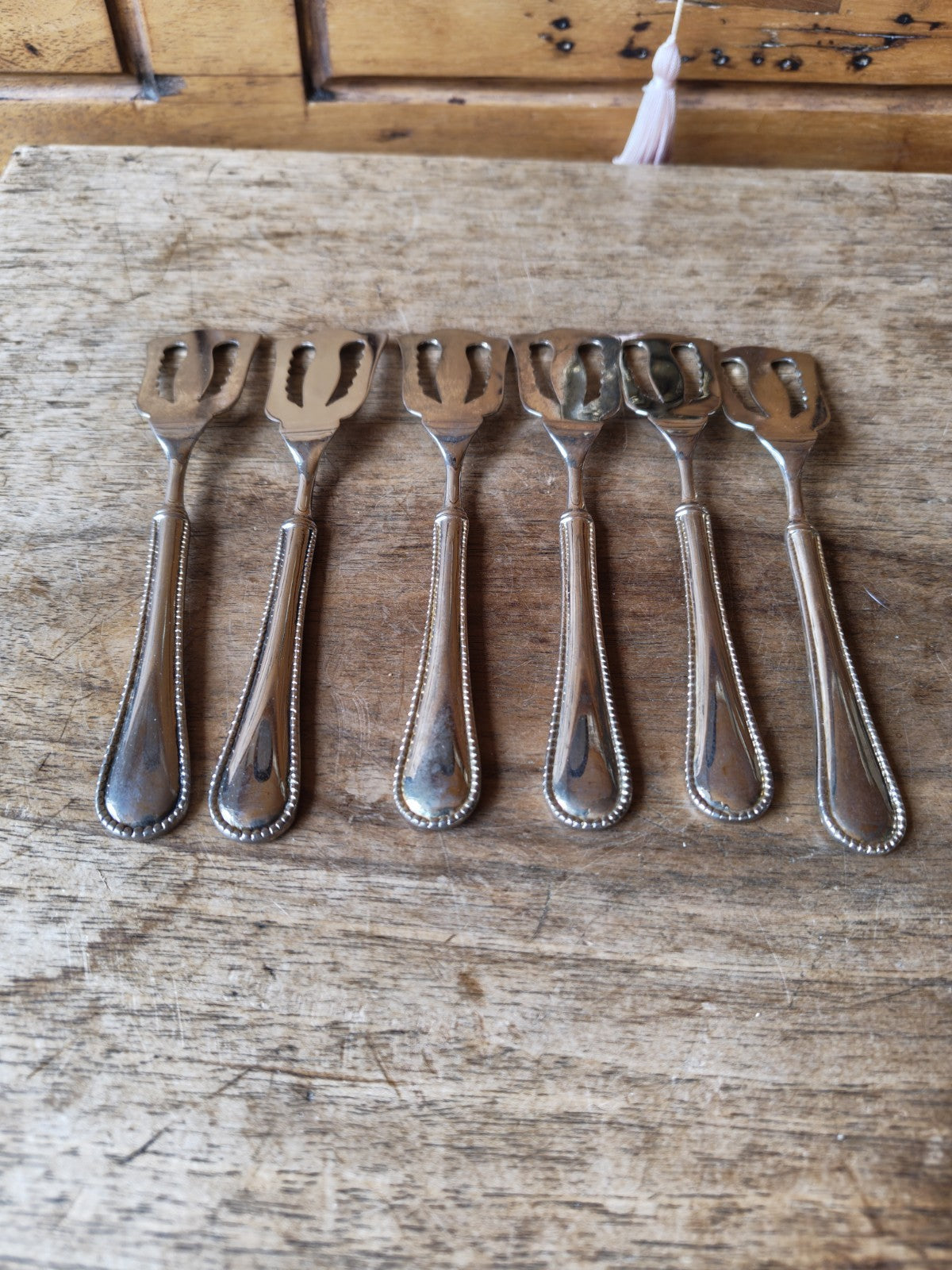 Set of Six Antique French Petit Four Spoons