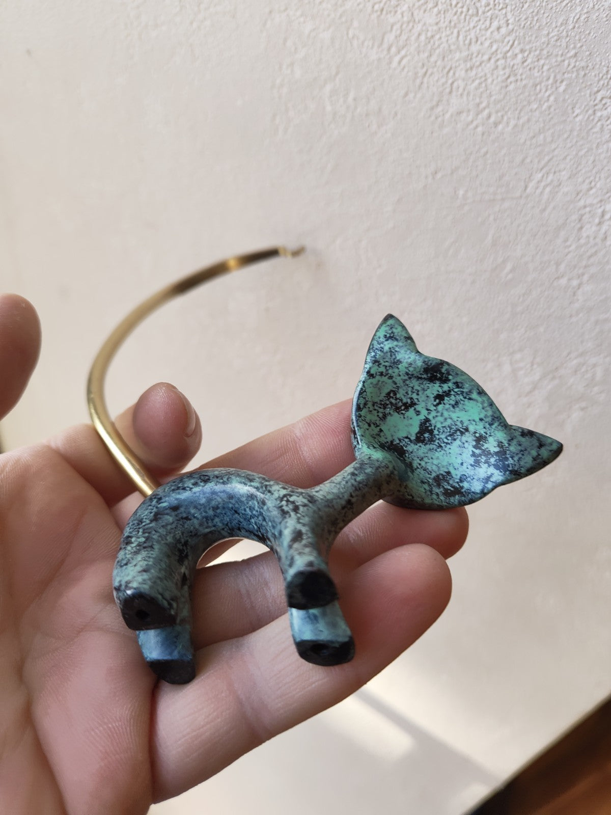 Cat Ring Holder in Brass by Walter Bosse