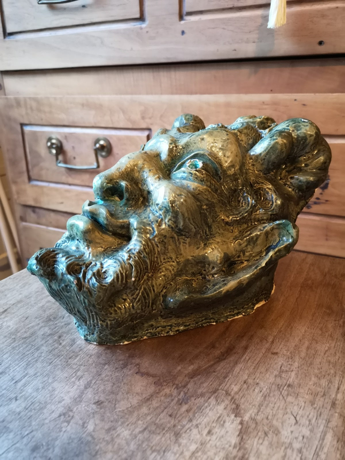 Strange Sculpture, Demon, Centaur, Mystic, Satyr Mask in Plaster