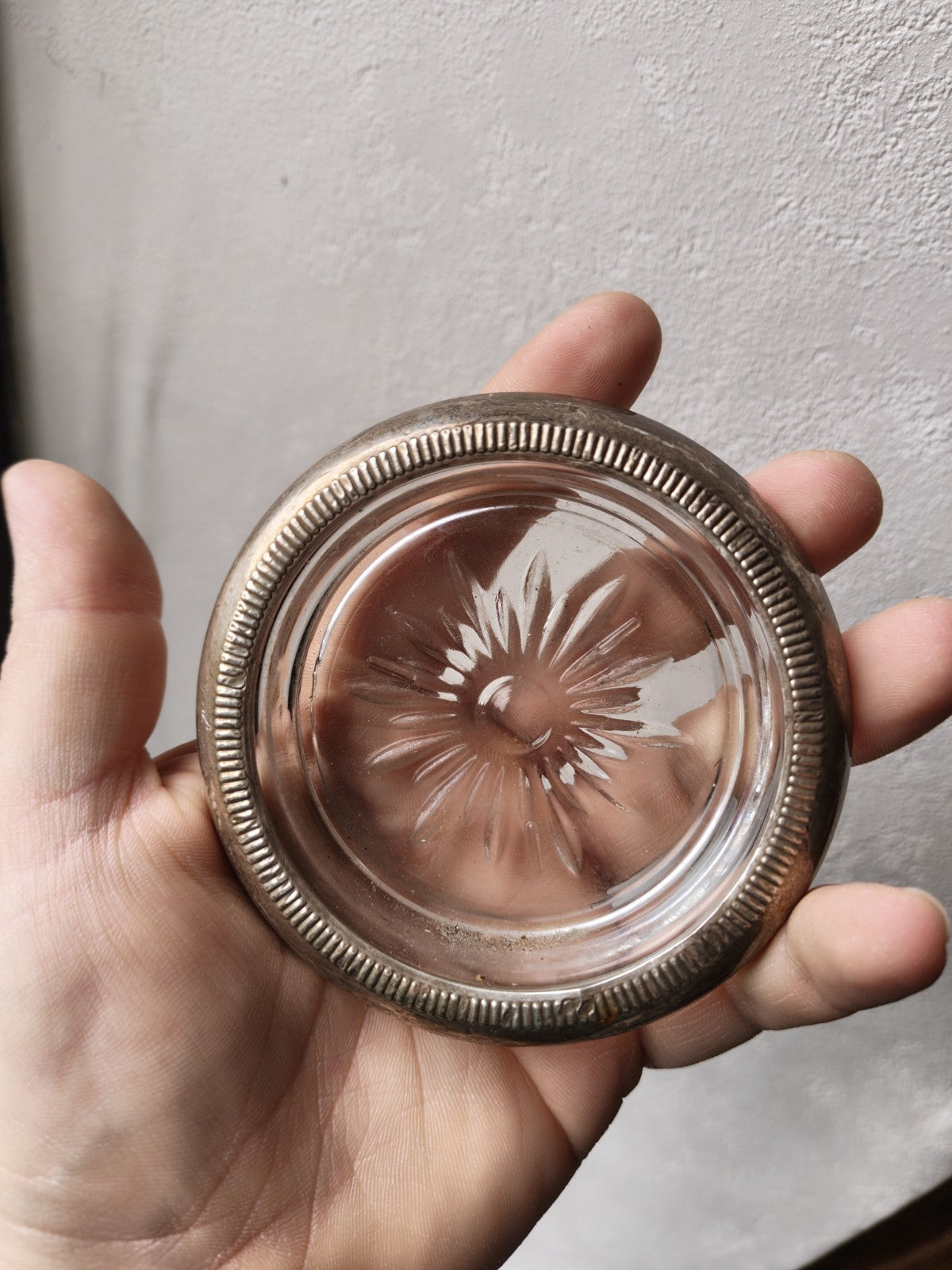 Glass Coaster, Silver Plated Crown Sterling