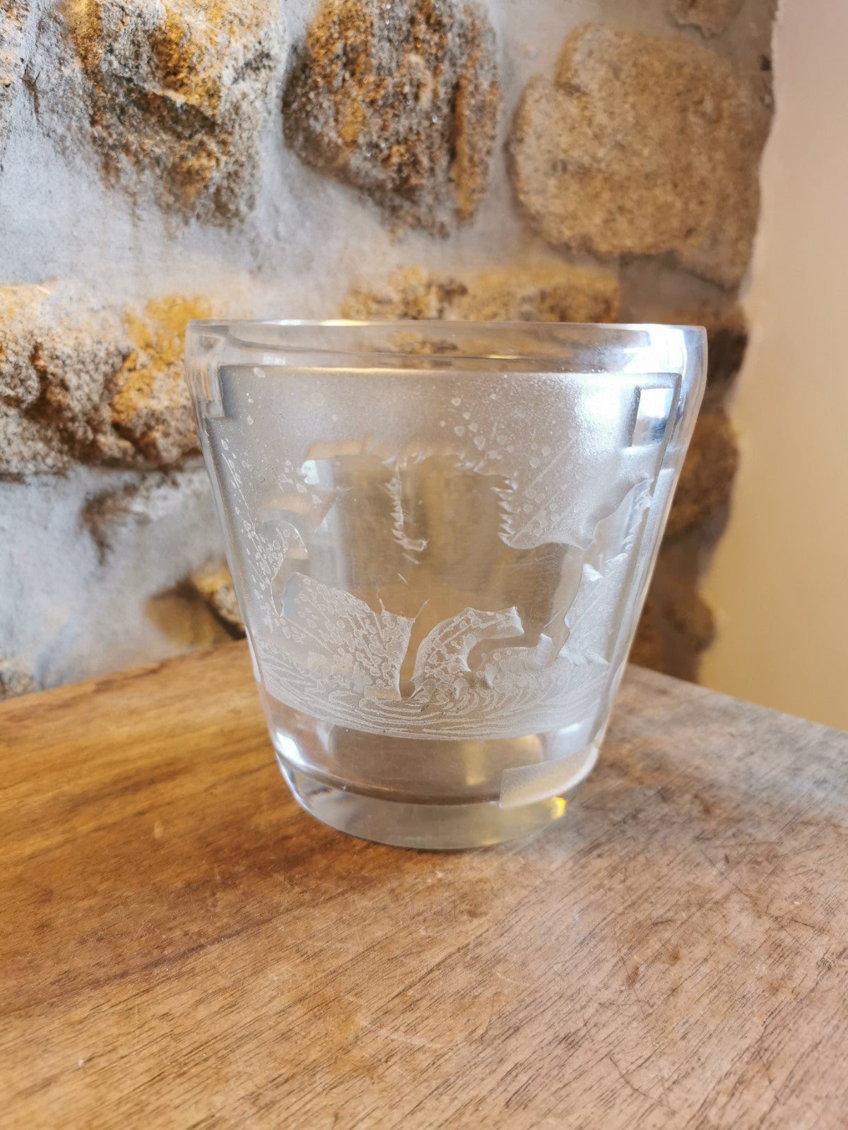 美しいリュネヴィル・ミュラーのアイスバケツ、馬、アールデコ