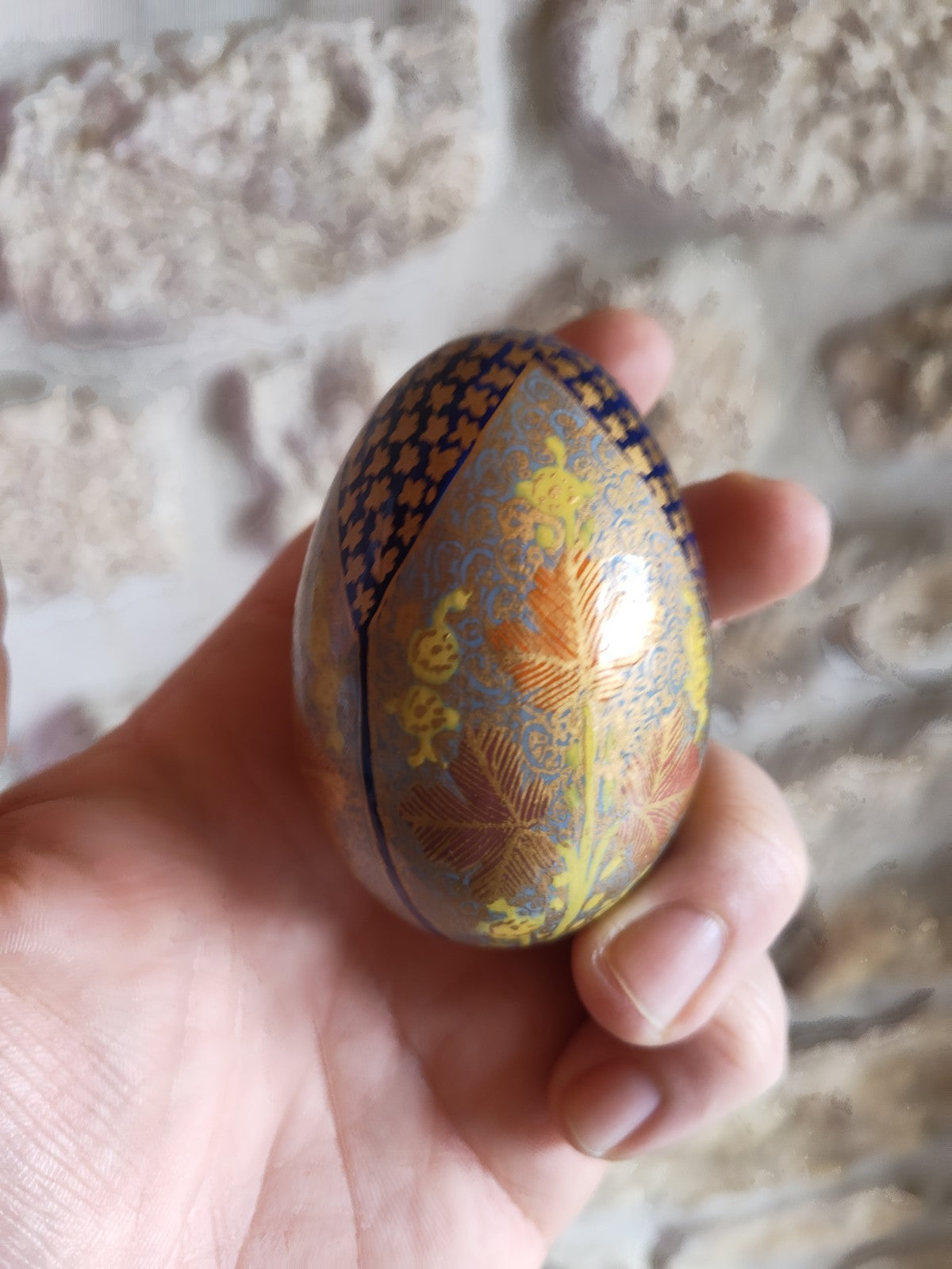 Vintage Lot of Painted Wooden Eggs, India Kashmir