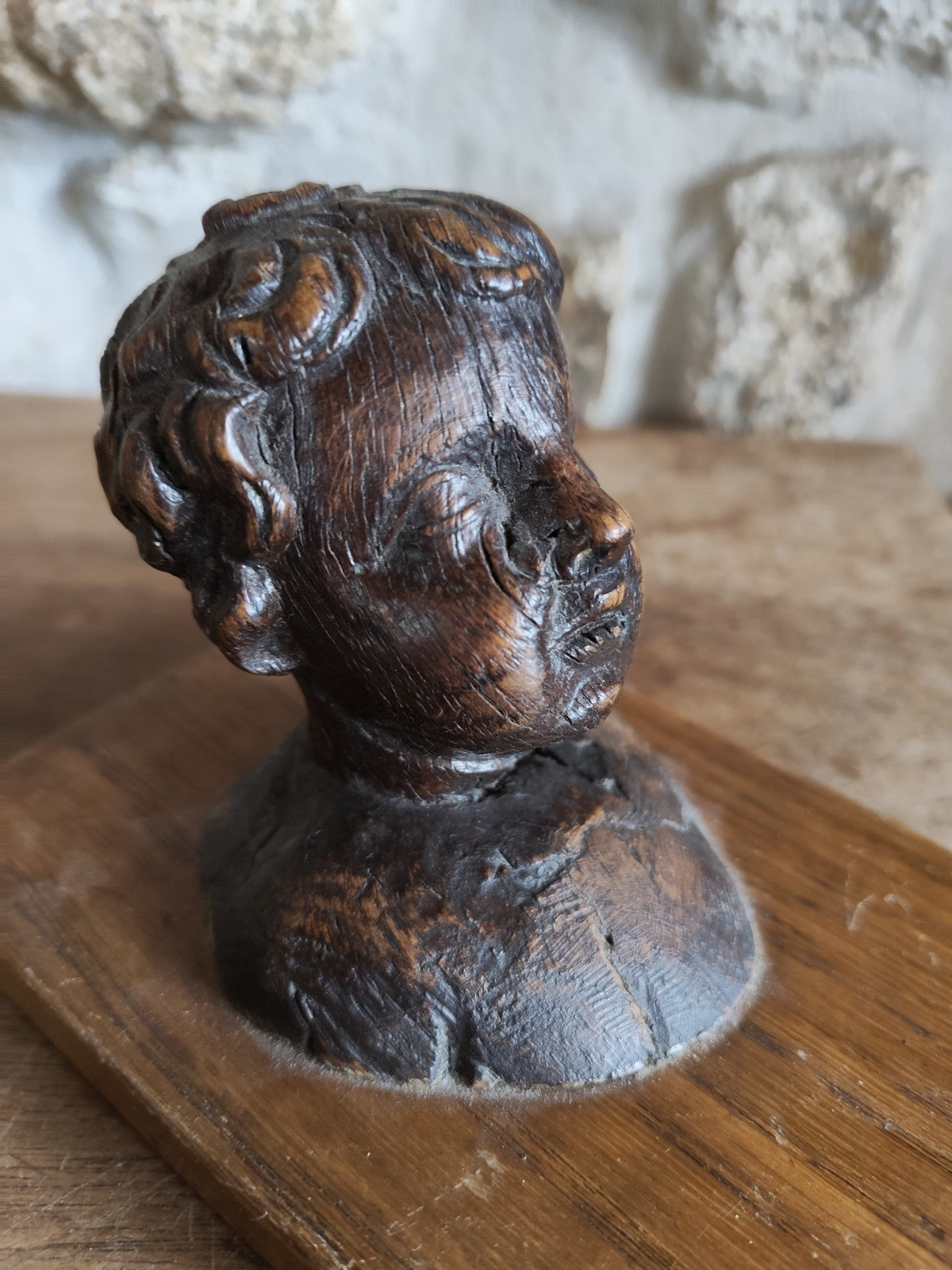 19th Century Wood Cherub Head