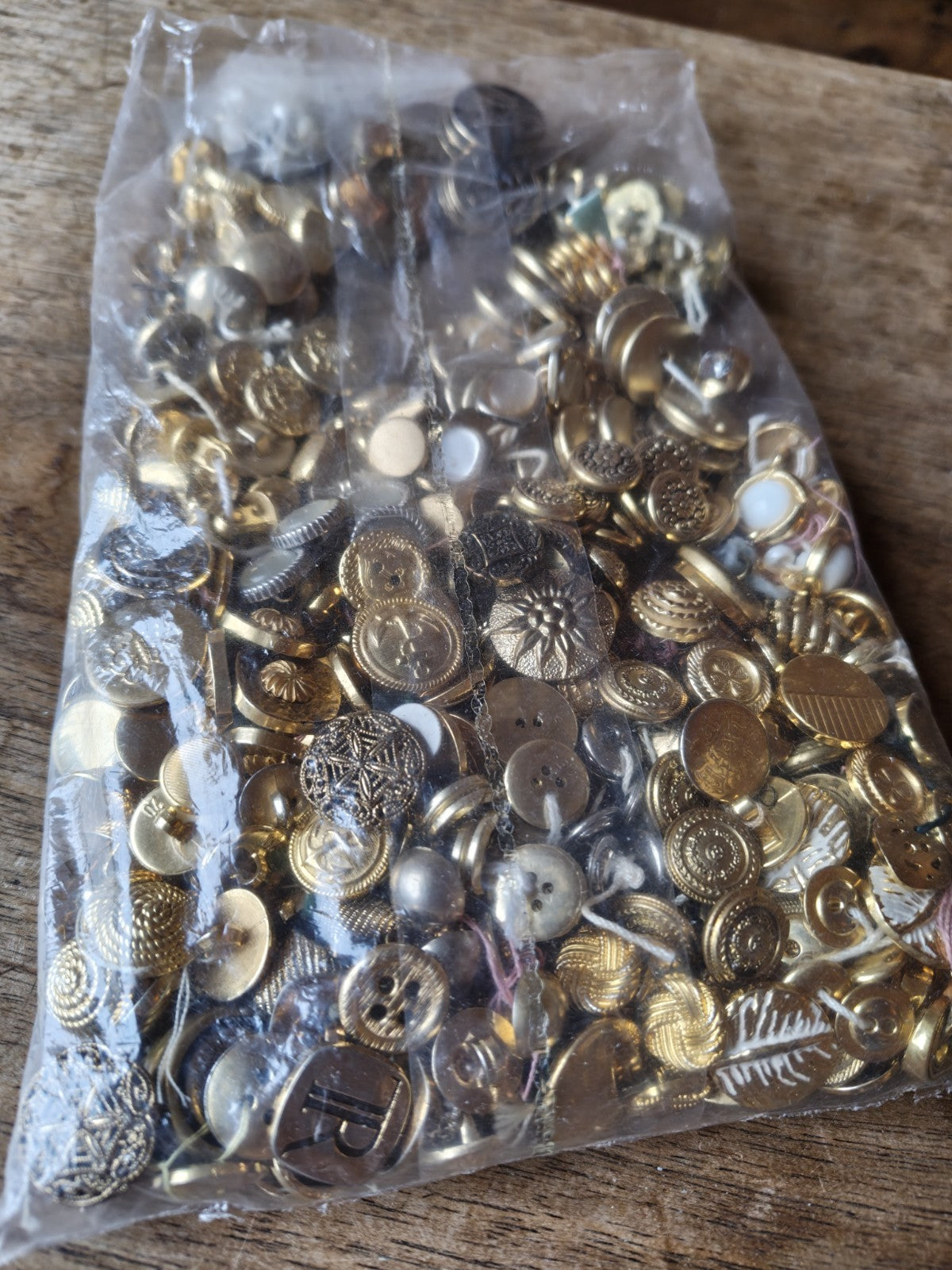 Large Lot of Bulk Vintage Gold Buttons France