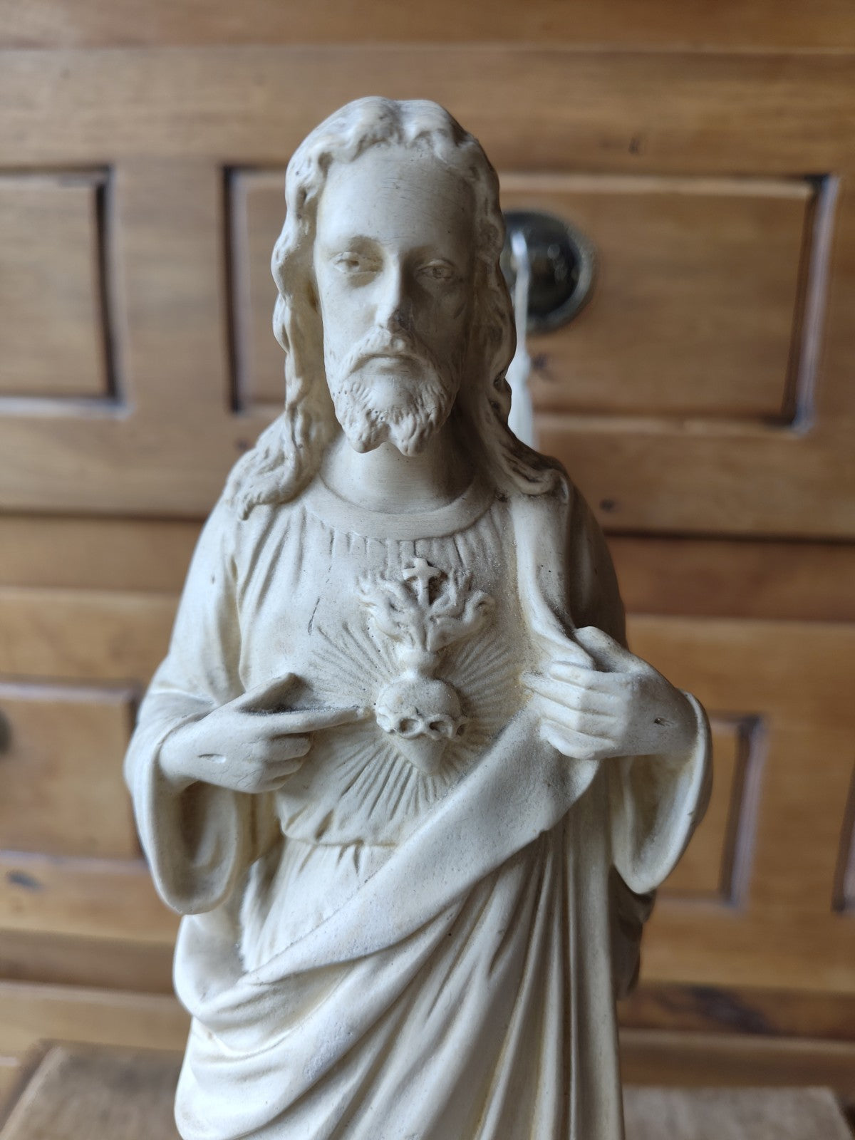 Christ Sacred Heart Statue, Plaster, Devotional Object, Religion, Catholic
