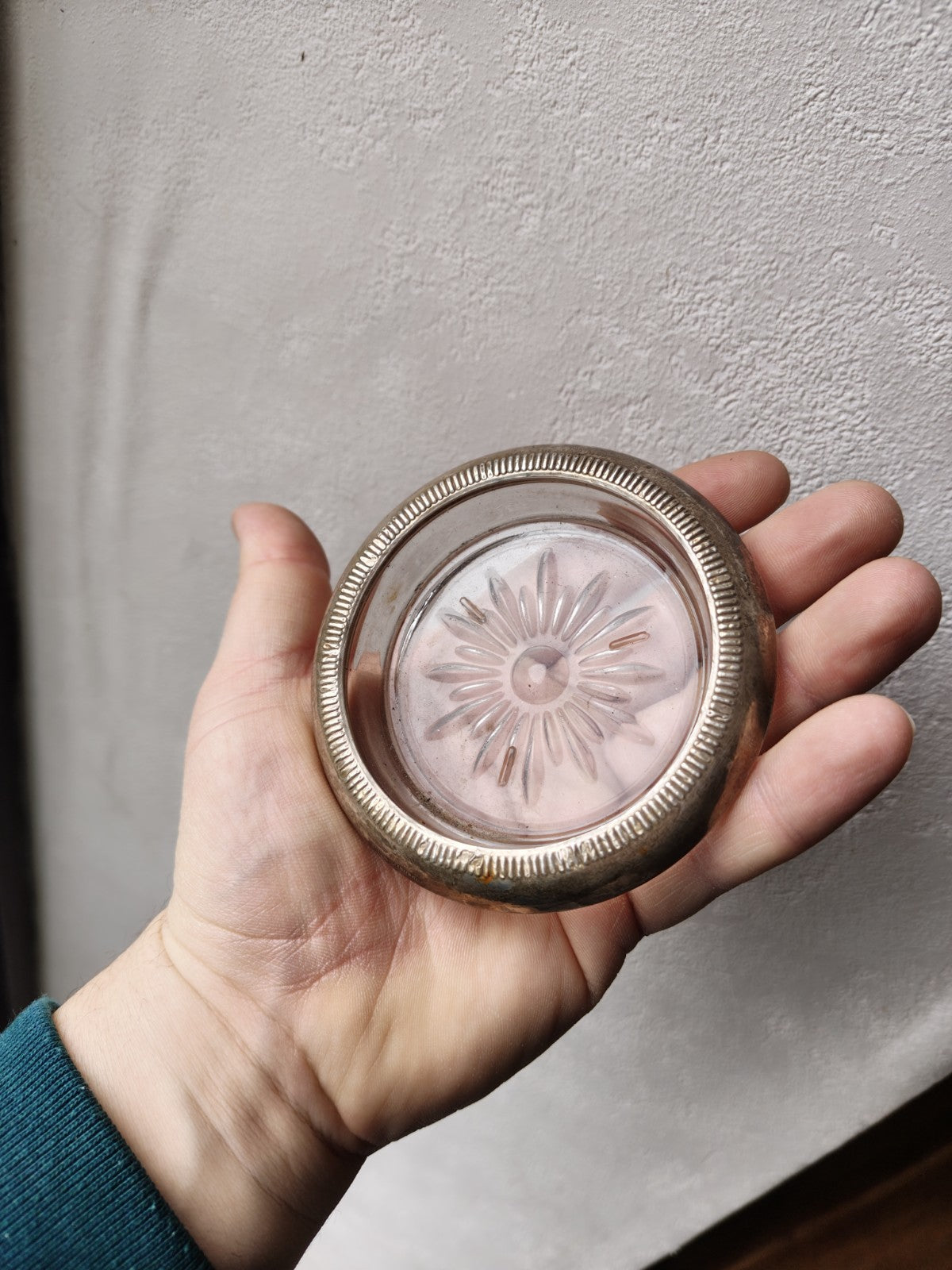Glass Coaster, Silver Plated Crown Sterling
