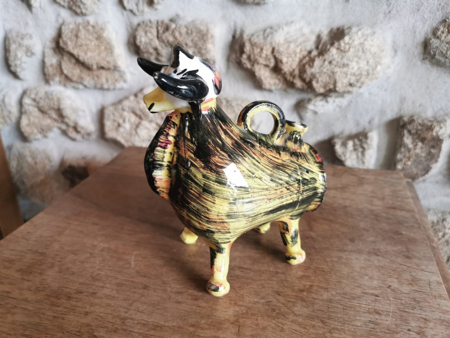 Charming Zoomorphic Oil Pitcher Cow/Bull Ceramic from Southern FRANCE...