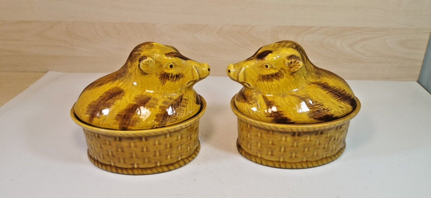 美しいイノシシの形をしたテリーヌ焼きのペア。完璧なフランス食器