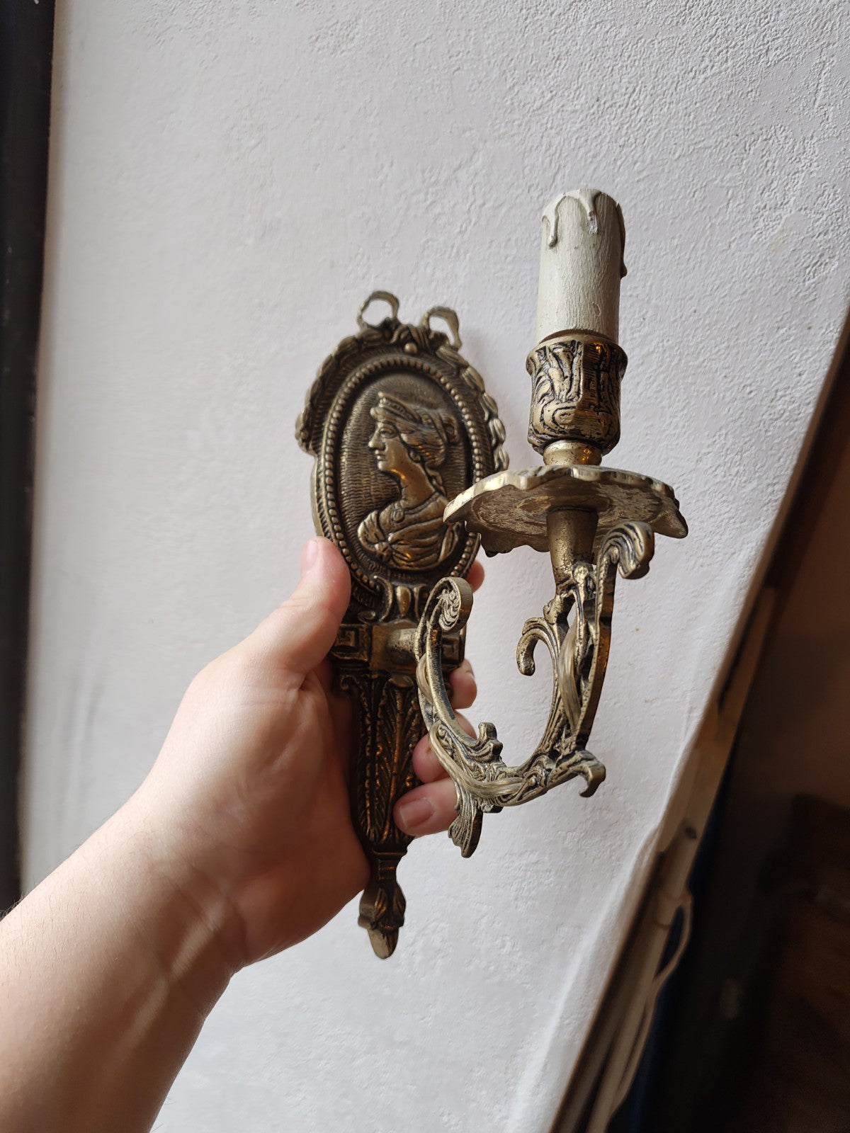 Superb Pair of Bronze Antique Wall Sconces, France