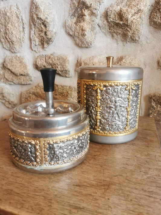 美しい喫煙者セット / 灰皿とタバコ入れ / ドイツミッドセンチュリー /...