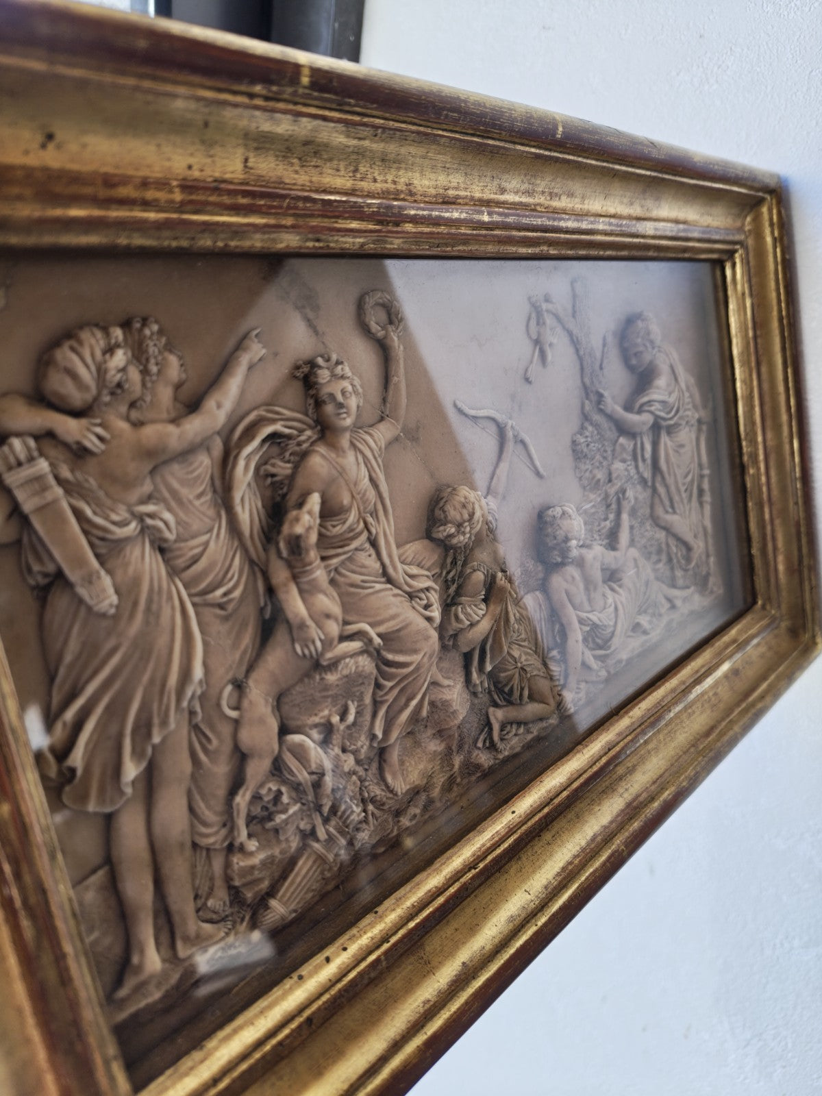 Superb Framed Antique Marble Bas-Relief
