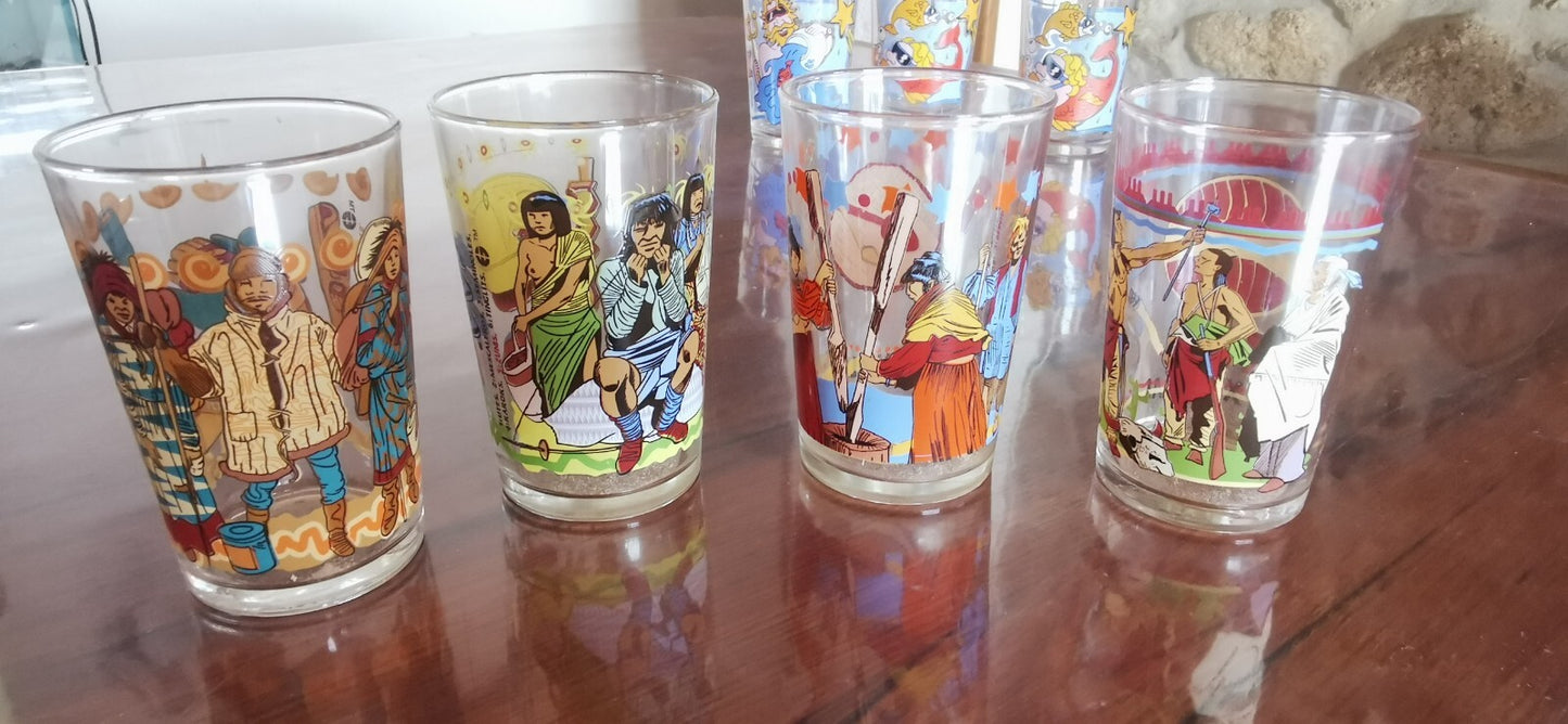 Lot of 10 Antique Amora Mustard Glasses in Good Condition, Including a Goldorak