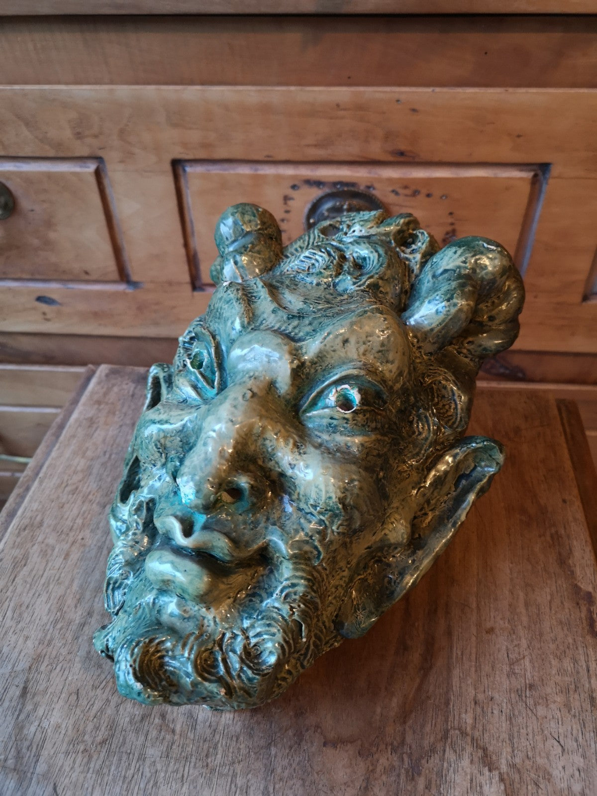 Strange Sculpture, Demon, Centaur, Mystic, Satyr Mask in Plaster