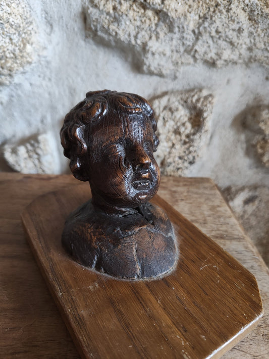 19th Century Wood Cherub Head