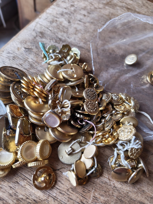 Large Lot of Bulk Vintage Gold Buttons France