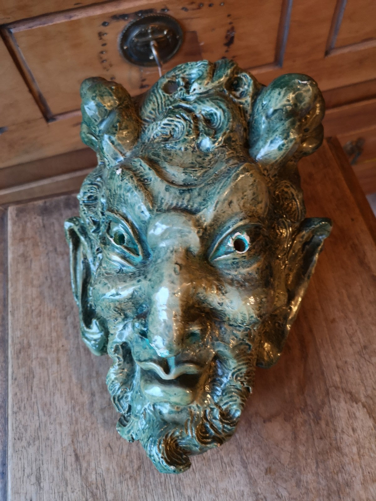 Strange Sculpture, Demon, Centaur, Mystic, Satyr Mask in Plaster