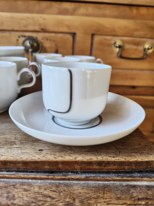 8 Coffee Cups and 8 Saucers by Marc Held for Coquet in Limoges