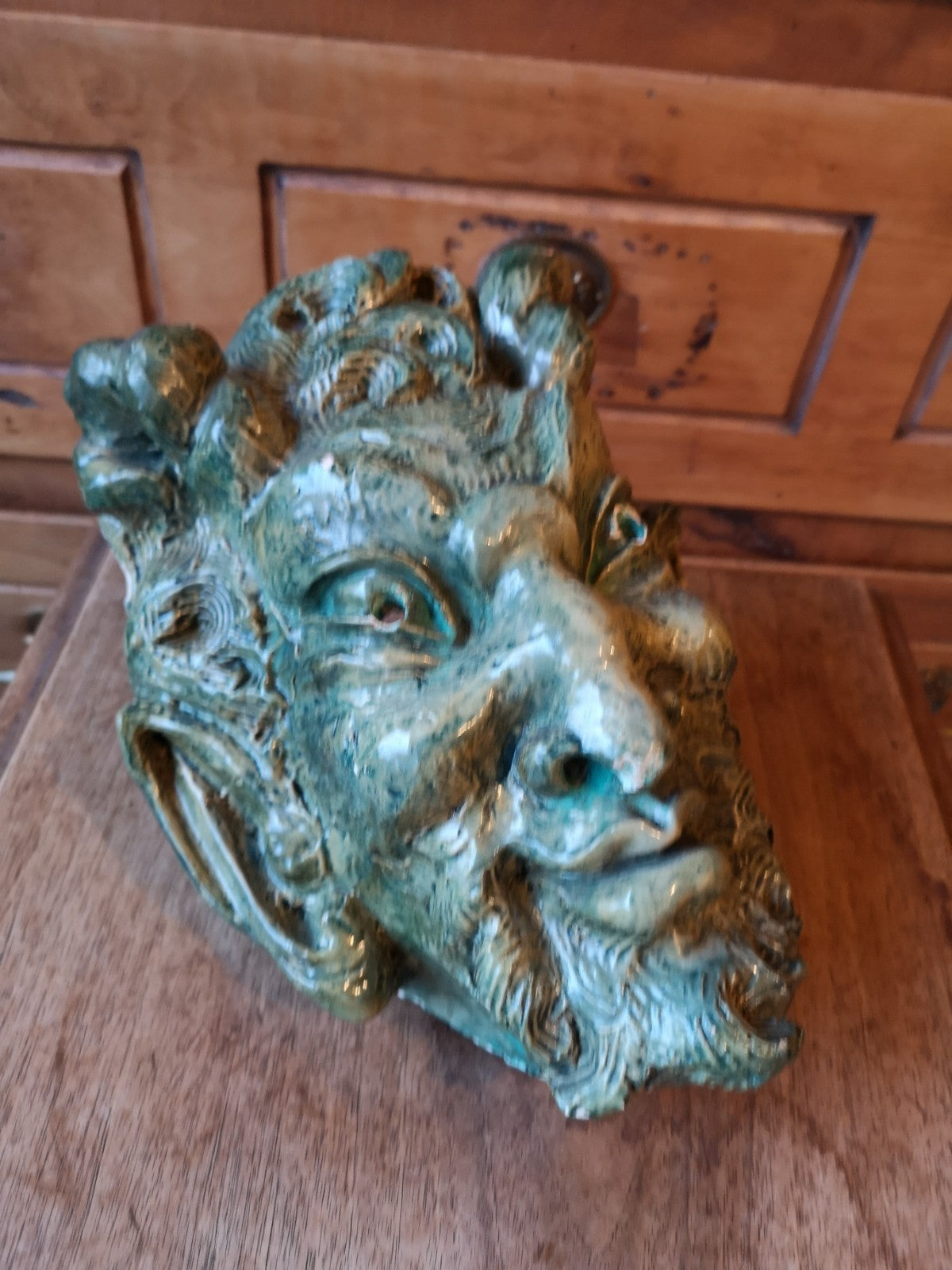 Strange Sculpture, Demon, Centaur, Mystic, Satyr Mask in Plaster