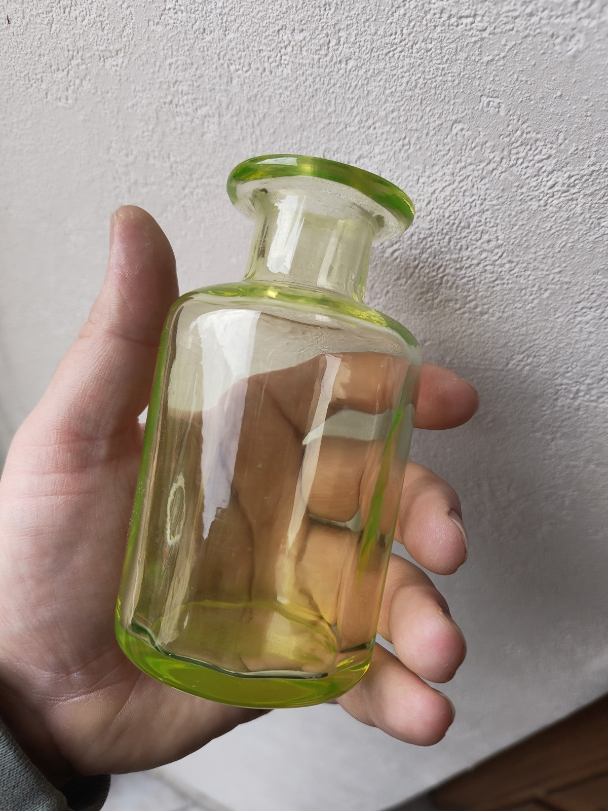 Two Antique Uranium Glass Perfume Bottles (Baccarat Resemblance)