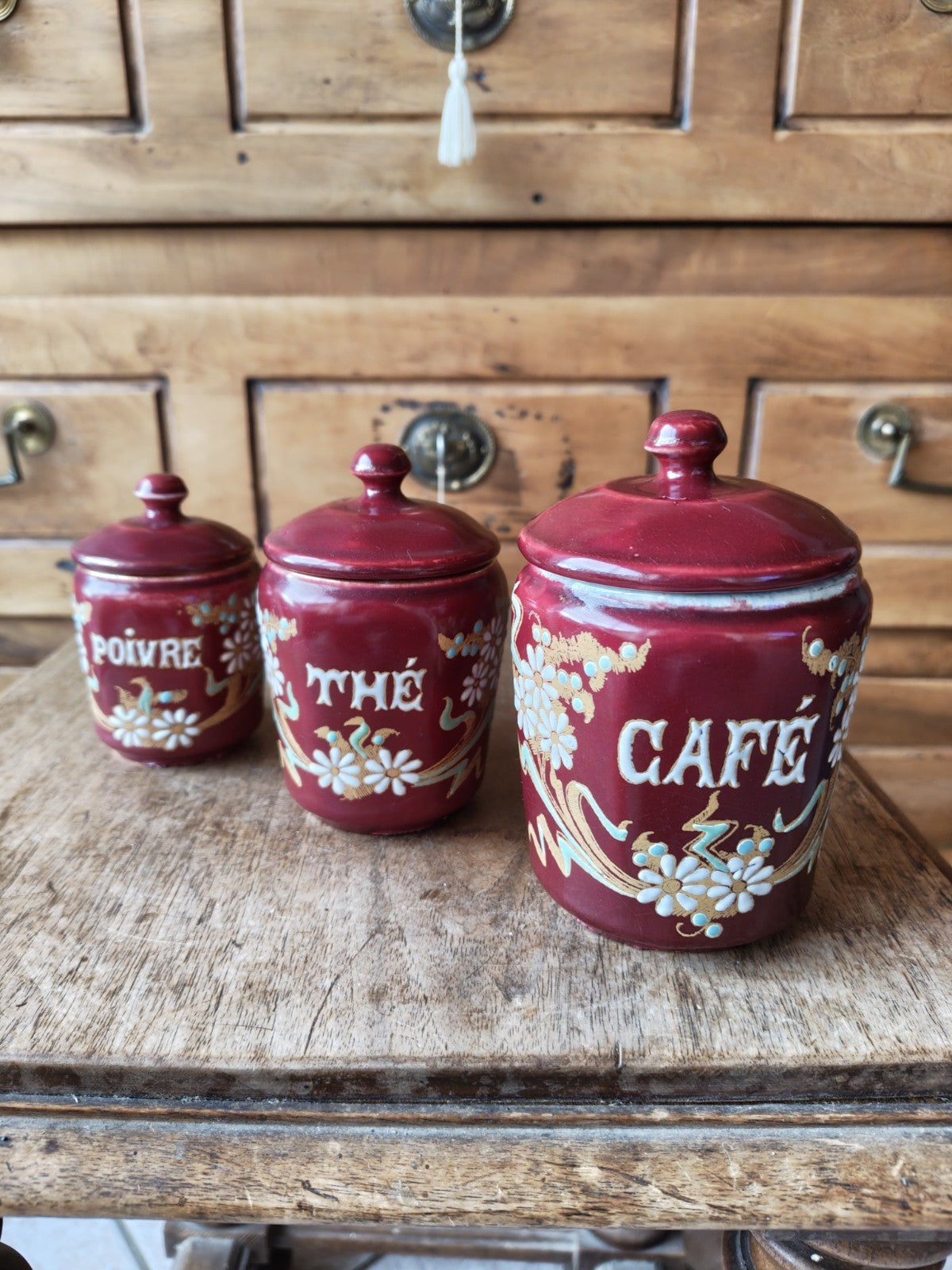 Set of Three ART NOUVEAU Pots France, 1900