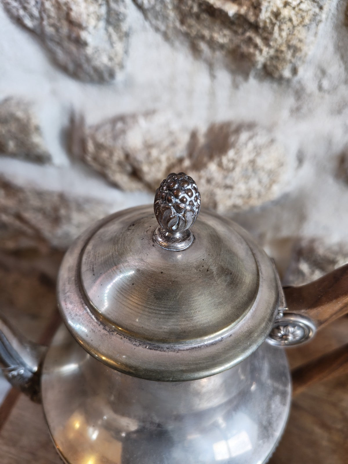 Silver-Plated Metal Teapot Set with Small Creamer